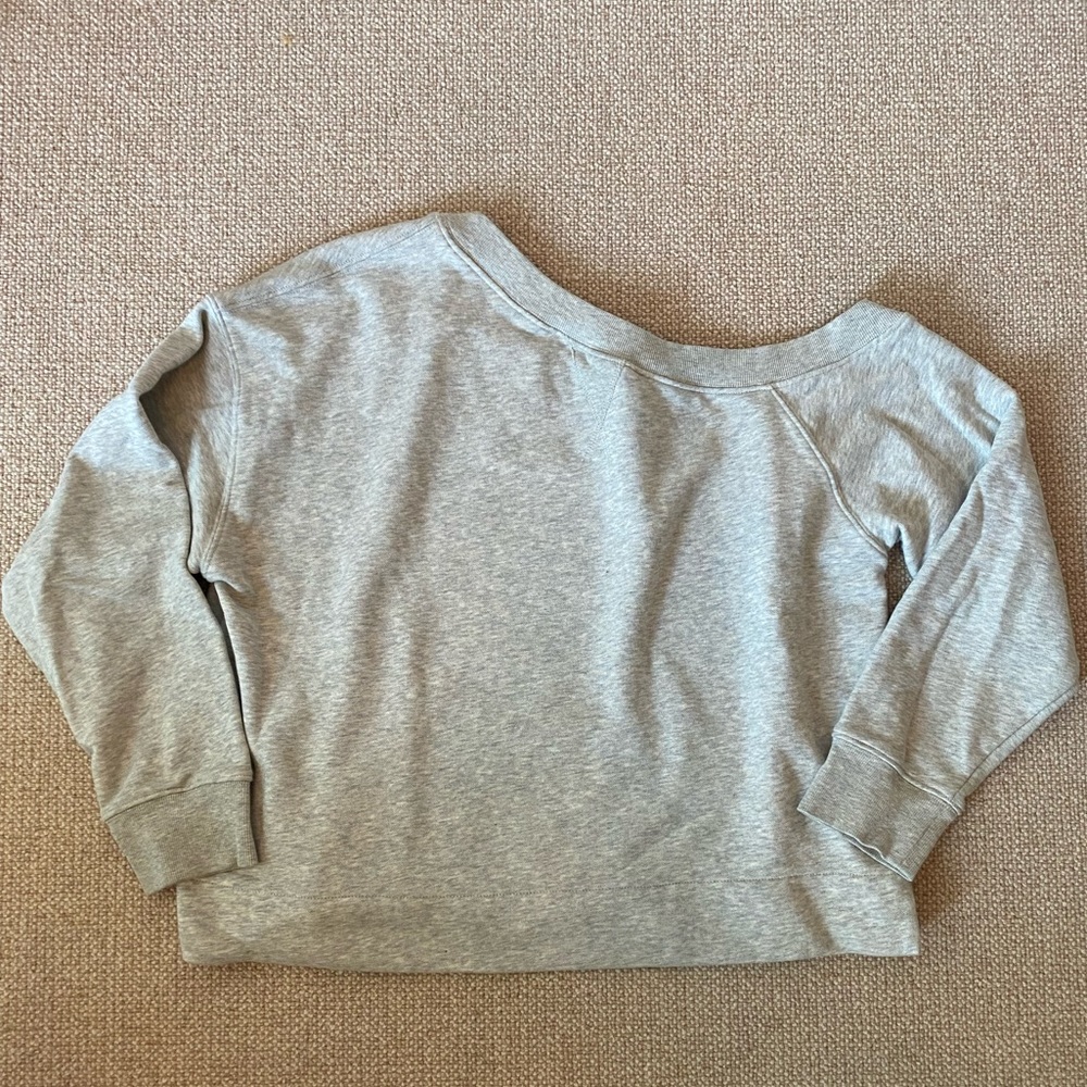 Reiss Off the Shoulder Heather Grey Sweatshirt